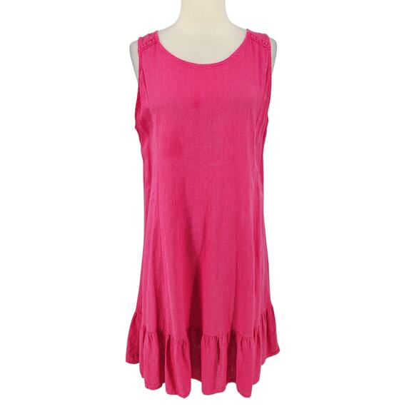Terzo Millennio Pink Linen-Cotton Bow Back Dress – Size L Made in Italy - Picture 1 of 6